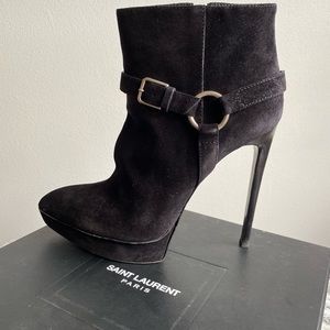 Yves Saint Laurent Black suede booties. Size 10 Euro 41. 5 inch heel.